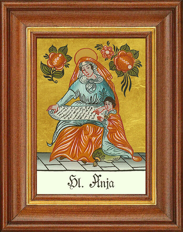 Hinterglasbild - Heilige Anja - Patronatsbild Taufe Namenspatron 12,7x16 TH