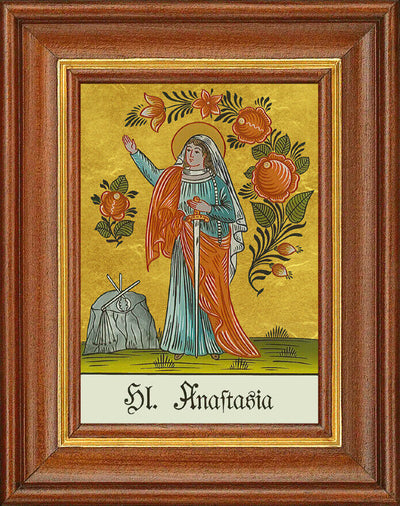Hinterglasbild - Heilige Anastasia - Patronatsbild Taufe Namenspatron 12,7x16 TH