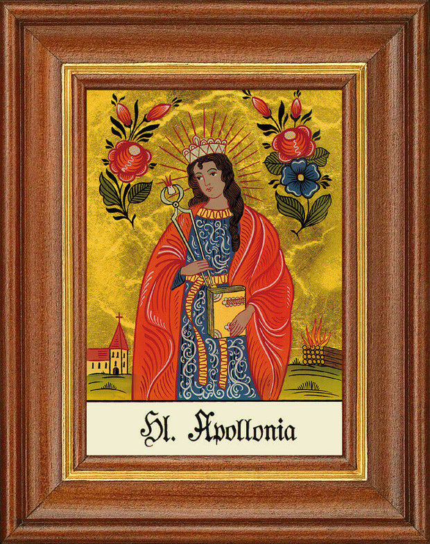 Hinterglasbild - Heilige Appolina - Patronatsbild Taufe Namenspatron 12,7x16 TH