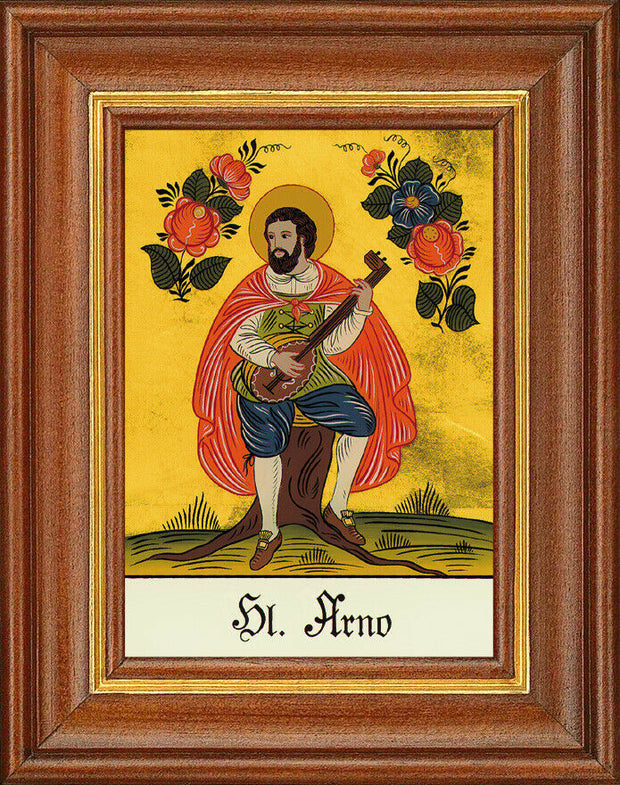 Hinterglasbild - Heiliger Arno - Patronatsbild Taufe Namenspatron 12,7x16 TH