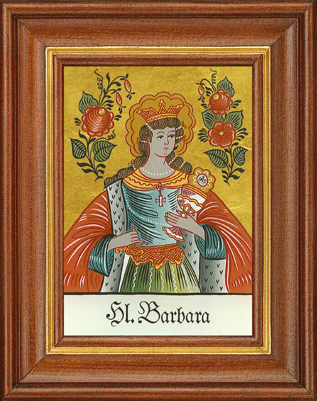 Hinterglasbild - Heiliger Barbara - Patronatsbild Taufe Namenspatron 12,7x16 TH