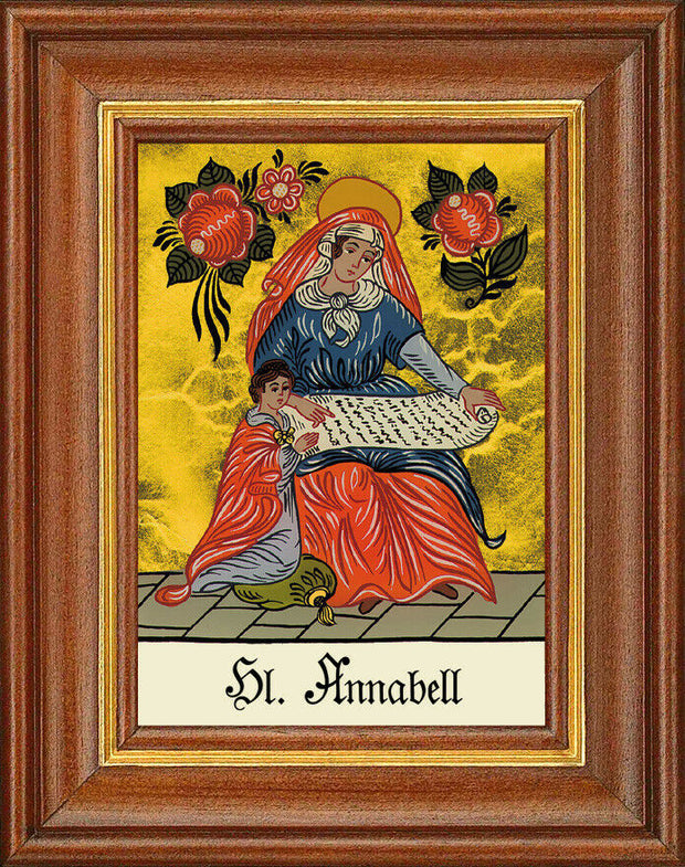 Hinterglasbild - Heilige Annabell - Patronatsbild Taufe Namenspatron 12,7x16 TH