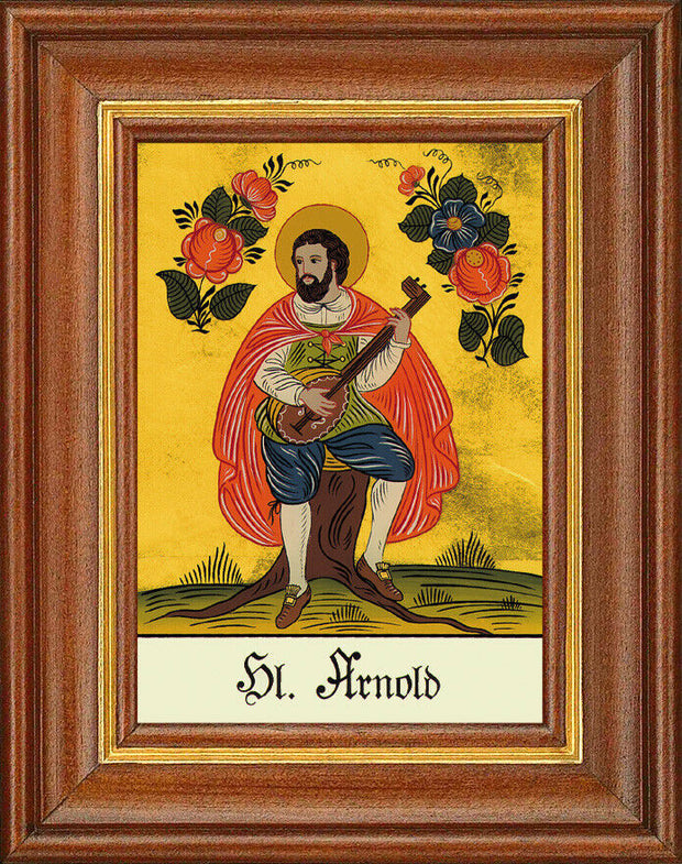 Hinterglasbild - Heiliger Arnold - Patronatsbild Taufe Namenspatron 12,7x16 TH