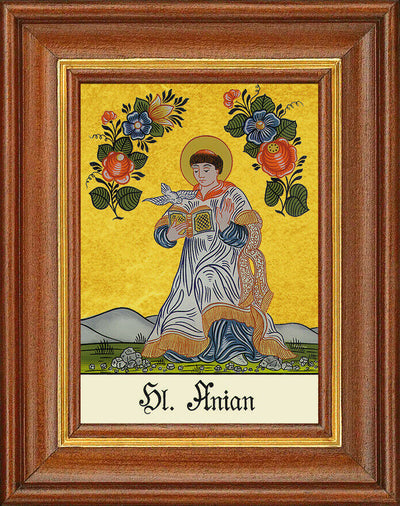 Hinterglasbild - Heiliger Anian - Patronatsbild Taufe Namenspatron 12,7x16 TH