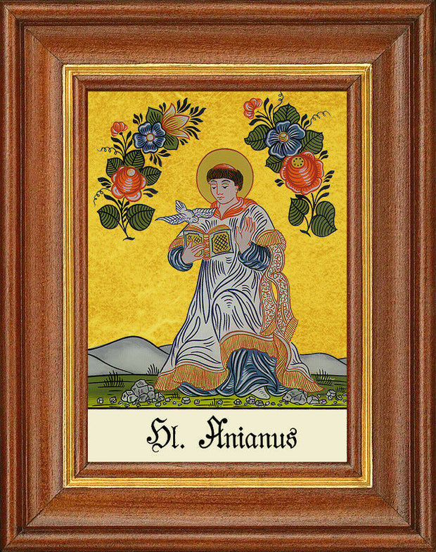 Hinterglasbild - Heiliger Anianus - Patronatsbild Taufe Namenspatron 12,7x16 TH
