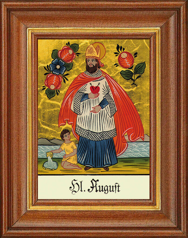 Hinterglasbild - Heiliger August - Patronatsbild Taufe Namenspatron 12,7x16 TH
