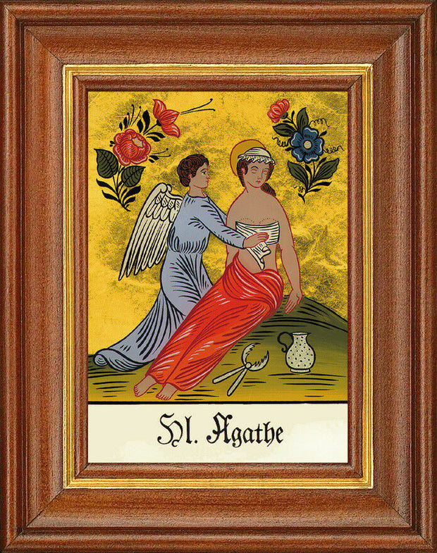 Hinterglasbild - Heilige Agathe - Patronatsbild Taufe Namenspatron 12,7x16 TH
