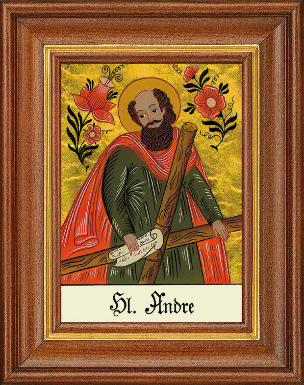 Hinterglasbild - Heiliger Andre - Patronatsbild Taufe Namenspatron 12,7x16 TH