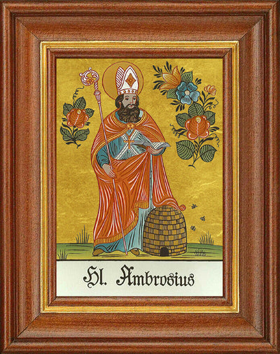 Hinterglasbild - Heiliger Ambrosius - Patronatsbild Taufe Namenspatron12,7x16 TH