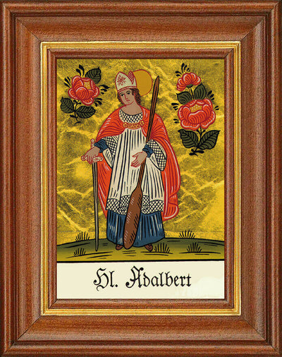 Hinterglasbild - Heiliger Adalbert - Patronatsbild Taufe Namenspatron 12,7x16 TH