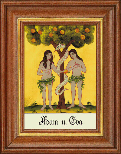 Hinterglasbild - Adam u. Eva - Patronatsbild Taufe Namenspatron 12,7x16 TH