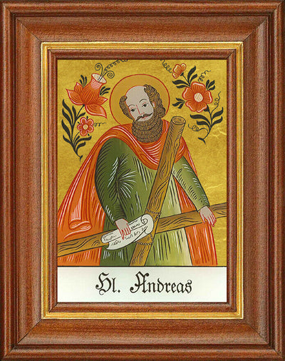 Hinterglasbild - Heiliger Andreas - Patronatsbild Taufe Namenspatron 12,7x16 TH