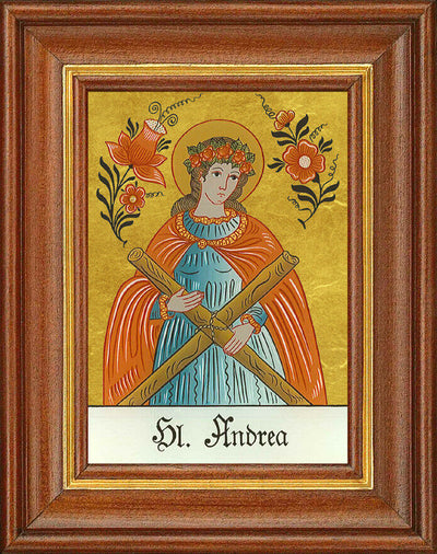Hinterglasbild - Heilige Andrea - Patronatsbild Taufe Namenspatron 12,7x16 TH
