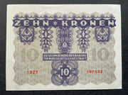Geldschein Banknote Zehn Kronen 1922 Österreich-Ungarische Bank 402405 TH