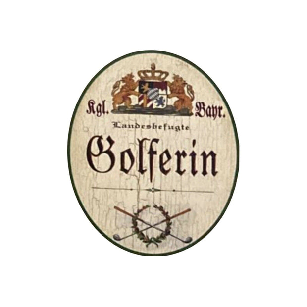 Nostalgie Holzschild Bayern königlich bayerische Landesbefugte Golferin Schild