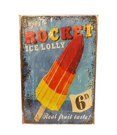 Nostalgie Vintage Retro Blechschild "Rocket Ice Lolly"  30x20    000AG