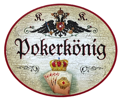 KuK Nostalgie Holzschild "Pokerkönig" Krone Spielkarten