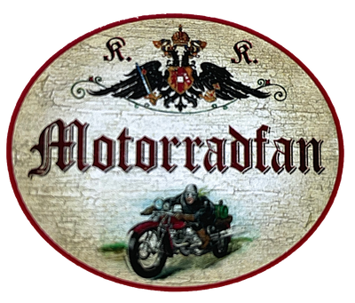 KuK Nostalgie Holzschild "Motorradfan" Motorradfahrer