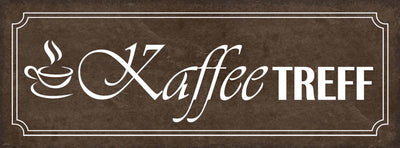 Schild Kaffee Treff Café Kaffeehaus Trinken Klatsch Treffen 27x10 Blech od.Holz