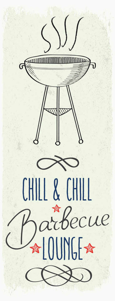 Schild Chill & Chill BBQ Lounge Grillen Entspannen Erholung 27x10 Blech od.Holz
