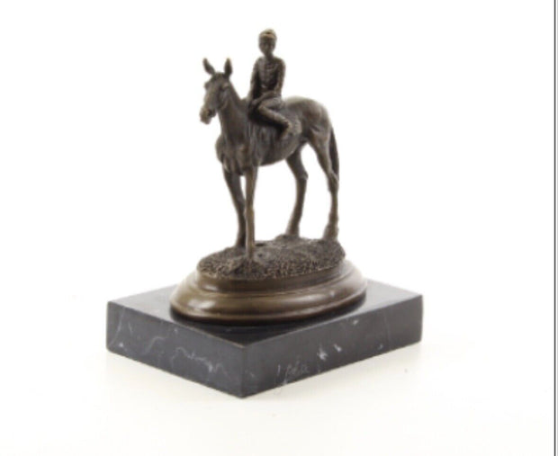 Bronze Skulptur Pferd und Reiter H 20.4 X L 16.8 NL BE-27