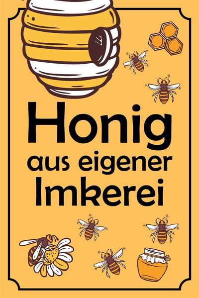 Schild Honig Imkerei Imker Verkauf Biene 12x18 / 20x30 / 30x40 Blech od. Holz