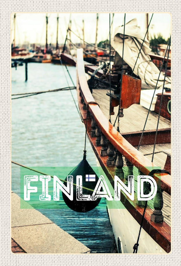 Schild Spruch Finland Finnland Hafen Meer Schiff JW