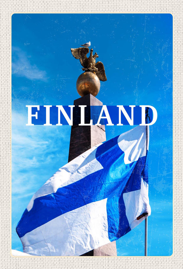 Schild Spruch Finland Finnland Nationalflagge Denkmal JW