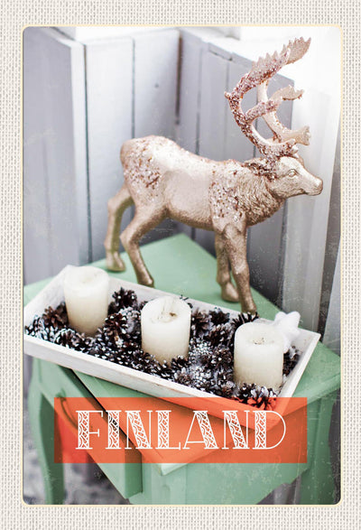 Schild Spruch Finland Finnland Rentier Kerzen JW