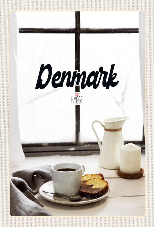 Schild Spruch Hygge Denmark Dänemark Fenster Kaffee Kuchen JW