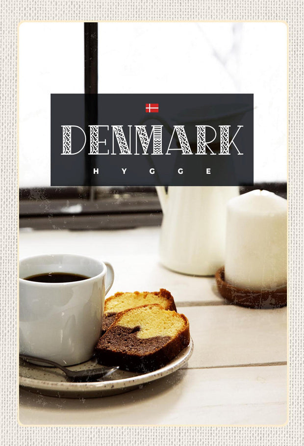 Schild Spruch Hygge Denmark Dänemark Kuchen Kaffee Fenster JW