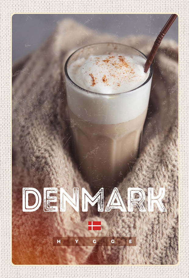 Schild Spruch Hygge Denmark Dänemark Caffe Latte JW