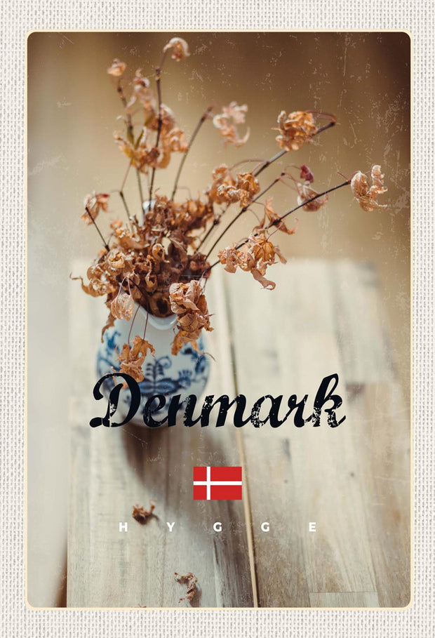 Schild Spruch Hygge Denmark Dänemark Trockenblumen JW