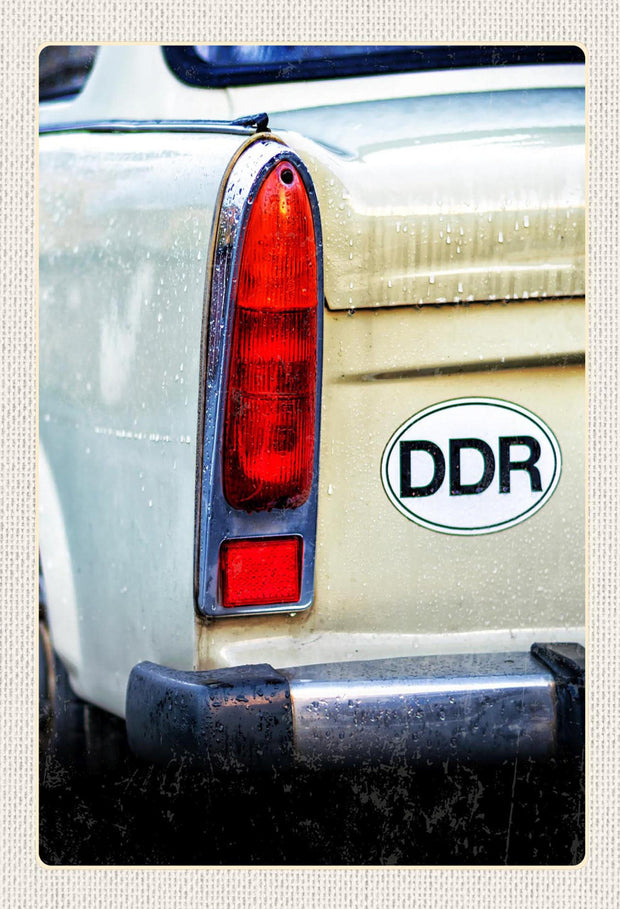 Schild Spruch DDR Trabant Auto Rücklicht JW