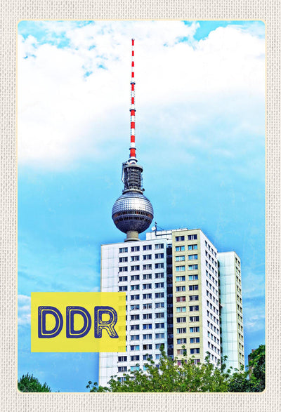 Schild Spruch DDR Fernsehturm Berlin Wohnsilo Plattenbau JW