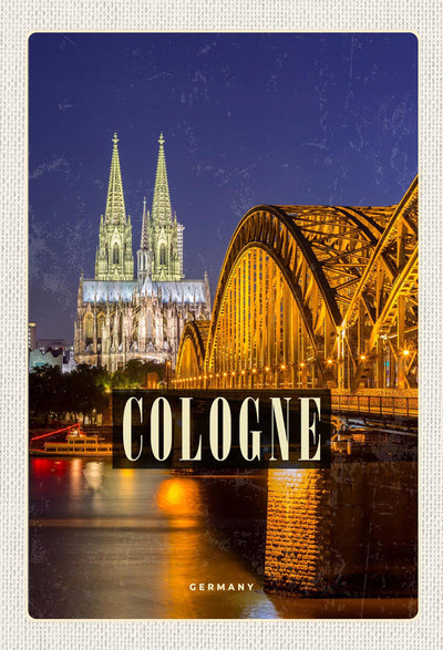 Schild Spruch Cologne Germany Köln Deutschland Dom Brücke Nacht Rhein JW