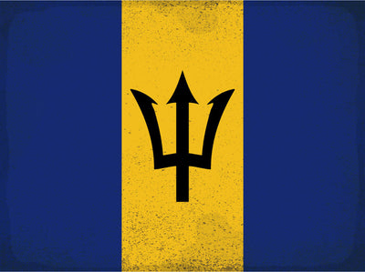 Schild Spruch Nationalflagge Barbados JW