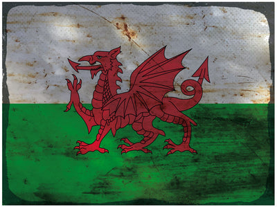 Schild Spruch Flagge Wales JW